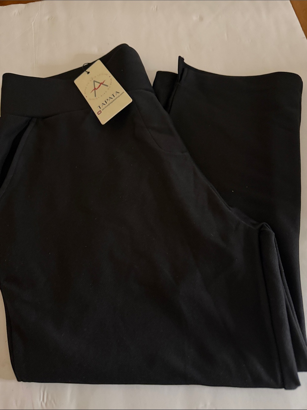 TAPATA Black crop pull on soft capris with Branded Tag